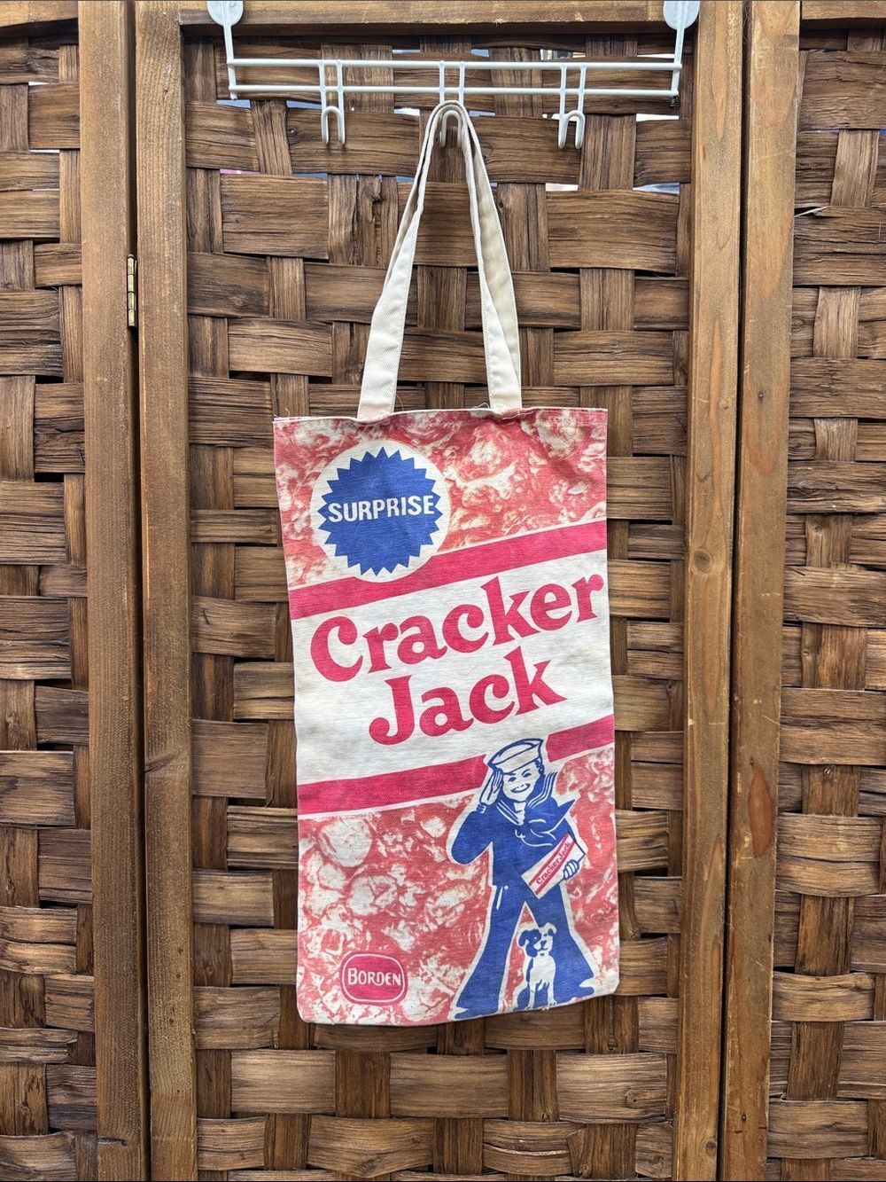 Vintage Cracker Jack Red & Blue Canvas Tote Bag